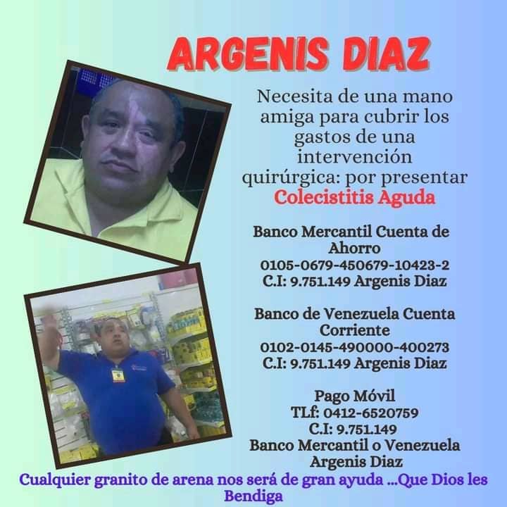 Argenis Díaz necesita ayuda para costear gastos de una cirugía
