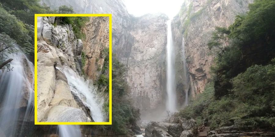La cascada más alta de China es un fraude: Un turista descubrió una tubería secreta que alimenta el caudal (+Video)