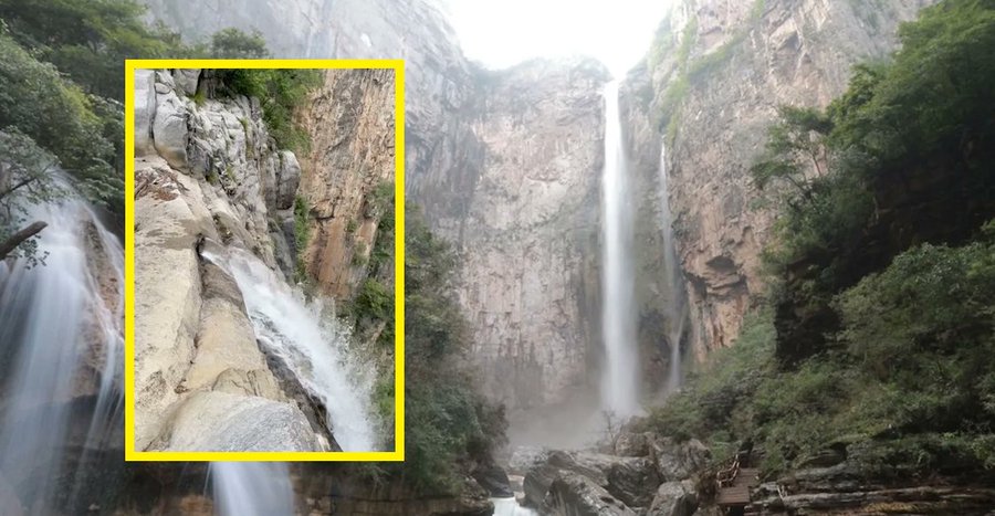 La cascada más alta de China es un fraude: Un turista descubrió una tubería secreta que alimenta el caudal