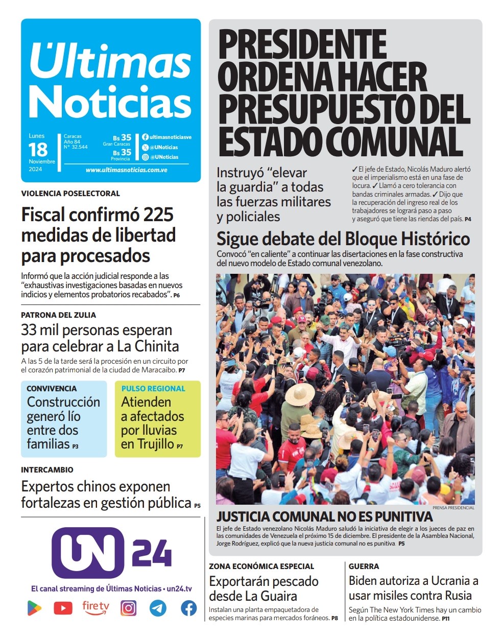 Titulares de la prensa nacional para este 18 de noviembre, image size:983x1247
