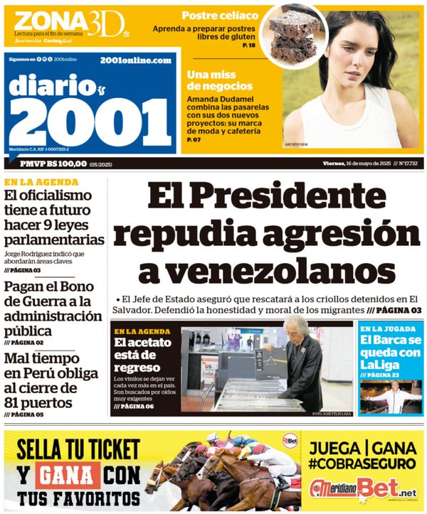 Titulares de la prensa nacional para este viernes 16 de mayo