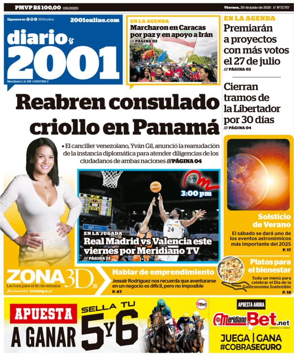 Titulares de la prensa nacional para este viernes 20 de junio