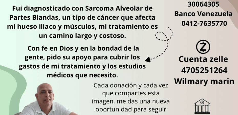 Gustavo Sarmiento necesita apoyo para costear su tratamiento contra el Cáncer