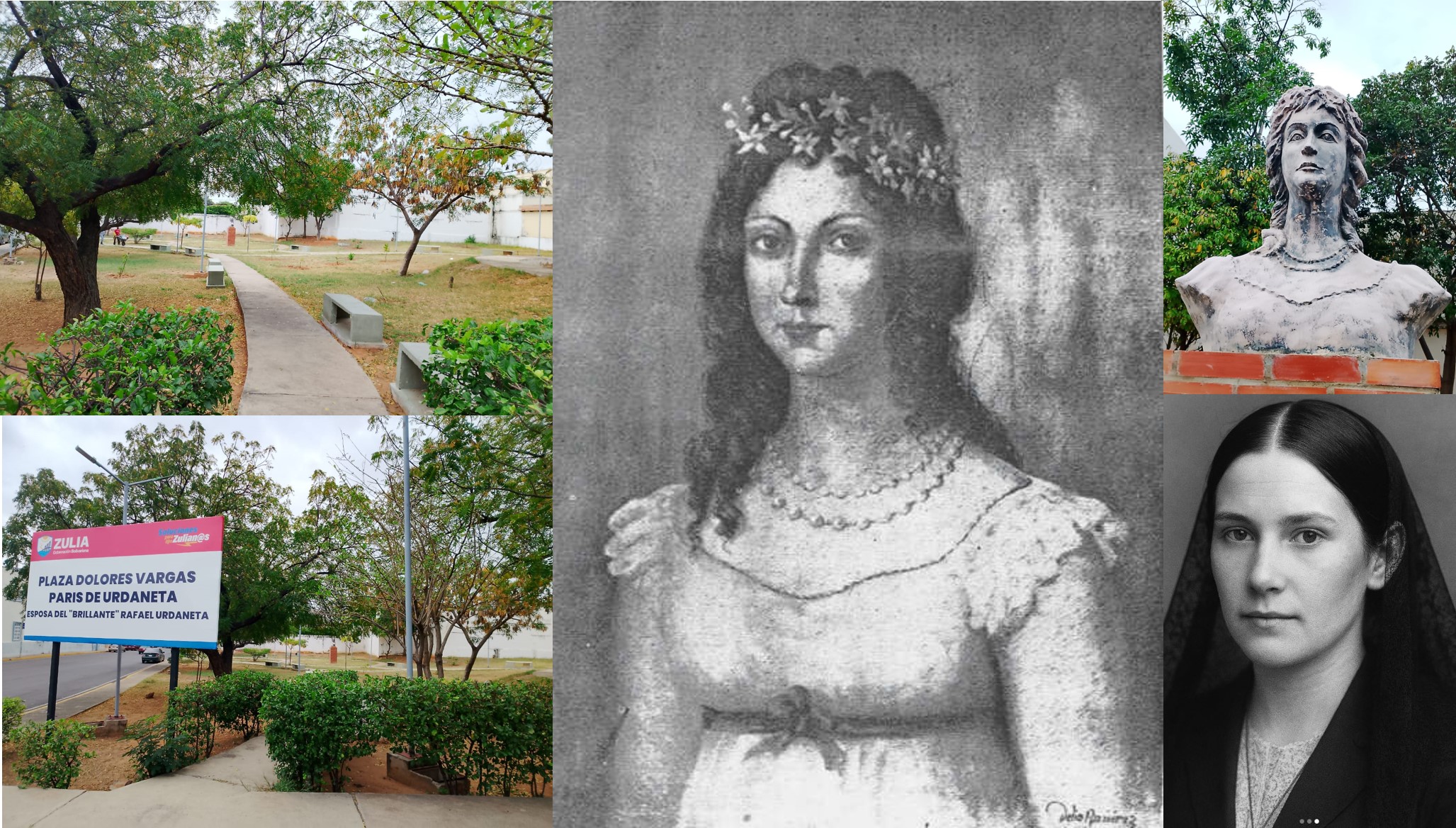 Frente al Hospital de Niños en Veritas está la plaza en merecido tributo a Dolores Vargas Paris de Urdaneta, esposa del prócer zuliano, General Rafael Urdaneta, con quien contrajo nupcias el 31 de agosto de 1822. El Libertador Simón Bolívar fue padrino de la boda, aunque no pudo asistir. Es una plaza donde el busto de tan majestuosa dama domina todo desde un pedestal. Árboles, sombra, bancas, caminerías hace del lugar bueno para el reposo y la recreación. Los méritos de Doña Dolores Vargas Paris de Urdaneta huelgan. Valiente, impresionantemente bella, cautivó a Urdaneta bajo la helada brisa de Bogotá. La llamaban "La mocha" y hacia enmudecer a los caballeros con su hermosura. Una bogotana que llevó a pulso la vida con el General mas cercano y querido por El Libertador, quien en sus cartas personales para el zuliano se despedía con la elegante frase: "póngame a los pies de su señora". Frente a ella, cuentan los historiadores fue fusilado su padre a quien llamaban "El mocho Vargas". Así relatan su vida los recursos de la internet: María Magdalena de los Dolores Guadalupe Vargas París nació en Santafé de Bogotá el 3 de marzo de 1800 . Hija de Ignacio de Vargas Tavera y María Ignacia París Ricaurte, su vida estuvo ligada a la causa republicana desde la cuna. A los 15 años sufrió la pérdida de su madre y, poco después, durante la Reconquista de Nueva Granada, enfrentó una prueba de valor extraordinaria: tras la captura de su padre y su abuelo, José Martín París, Dolores negoció su liberación entregando joyas y bienes valorados en cuarenta mil reales. Pese al sacrificio, las autoridades españolas traicionaron el trato, fusilaron a su padre y la desterraron a ella y a su abuela, Genoveva Ricaurte, hacia Facatativá, trayecto que debieron realizar a pie. El encuentro: "La Mocha" y el Libertador Tras la victoria patriota en la Batalla de Boyacá (1819), Dolores fue la elegida por la sociedad santafereña para imponer la corona de laureles a Simón Bolívar . Su belleza y talento la hicieron famosa bajo el apodo de "La Mocha", un dicho popular que aludía a que nadie se resistiría a sus encantos (apodo heredado de su padre, a quien llamaban el "Mocho Vargas"). Fue en este contexto de gloria republicana donde conoció al general zuliano Rafael Urdaneta. Matrimonio y vida social El 31 de agosto de 1822, Dolores y Rafael contrajeron matrimonio en la Catedral Primada de Bogotá, con sus tíos abuelos Ramón y Antonio París como testigos . La pareja fue el centro de la vida social bogotana; el capitán inglés Charles Stuart Cochrane los describió como una pareja de elegancia europea, destacando a Dolores como una mujer "viva, agradable" y una "excelente esposa" que cuidaba con devoción de su marido.