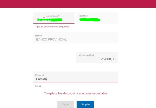 BDV no deja hacer transferencias ni pagos móviles